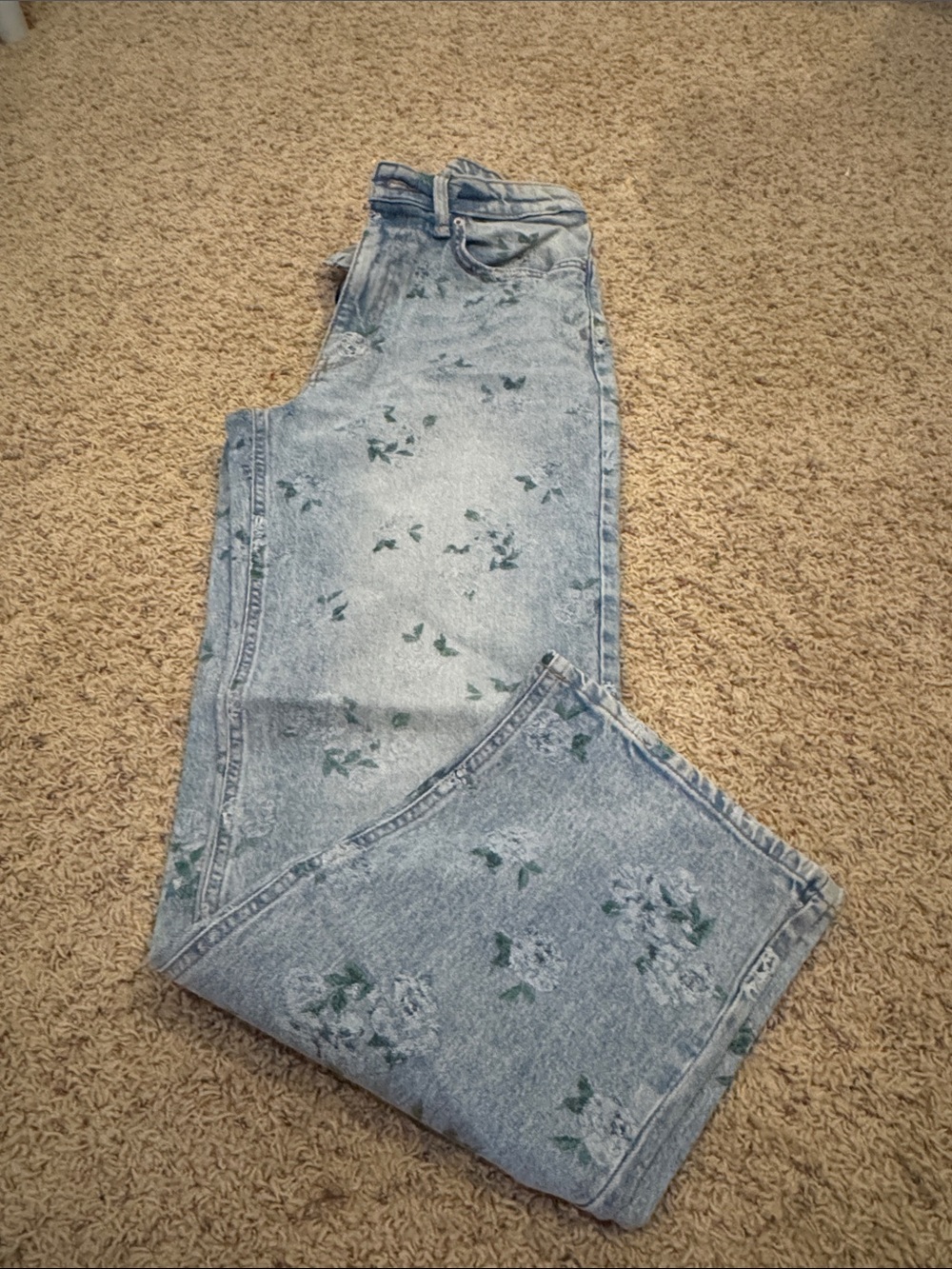 wild fable Light Blue Denim High-Rise Jeans with Green Floral Print - Picture 3 of 5